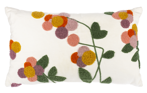 Colorful Lumbar Tufted Flower Pillow by Ganz CB178698