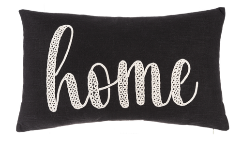 Black & White Home Embroidered Lumbar Pillow by Ganz CB179611