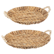 Round Woven (2pc) Tray Set with Bead Handles by Ganz CB179981