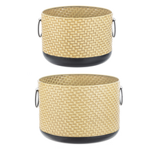 Load image into Gallery viewer, Embossed Weave Two-Toned Planter (2pc) Set by Ganz CB180510