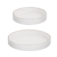 White Beaded Edge Round Tray (Large) by Ganz CB181883L