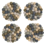 Handmade Felted Wool Multi-Grey Coaster (4pc Set) by Ganz CB182345