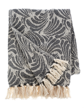 Load image into Gallery viewer, Dark Grey &amp; Natural Medallion Pattern Woven Throw by Ganz CB187572