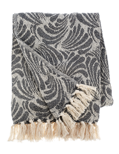 Dark Grey & Natural Medallion Pattern Woven Throw by Ganz CB187572