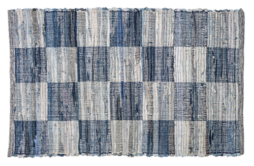 Denim Check Chindi 2'x3' Rug by Ganz CB187578