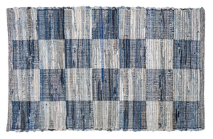 Denim Check Chindi 2'x3' Rug by Ganz CB187578