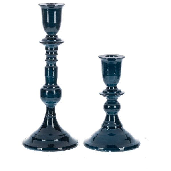 Blue Enamel Taper Holder (2pc set) by Ganz CB188001