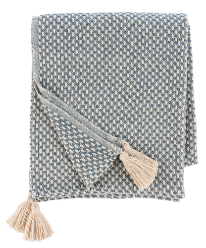 Blue Woven Throw with Tassels by Ganz CB195034