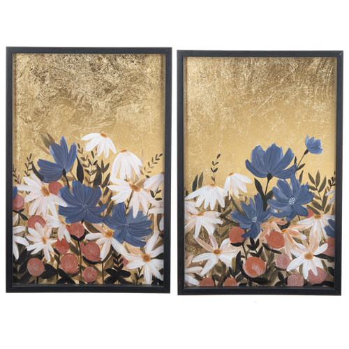 Painted Flowers with Gold Background Wall Decor by Ganz CB195688