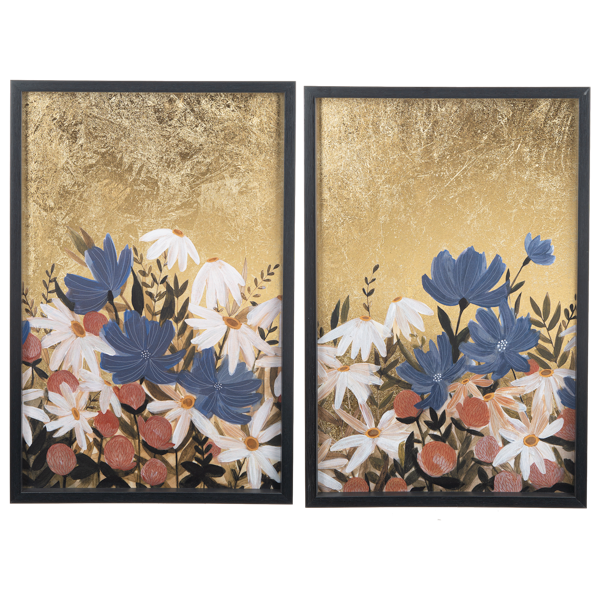 Painted Flowers with Gold Background Wall Decor by Ganz CB195688