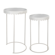 Load image into Gallery viewer, White Scallop Plant Stand with Mirror Top (2pc set) by Ganz CB196526