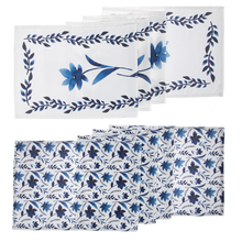 Load image into Gallery viewer, Blue &amp; White Watercolor Floral Table Runner  by Ganz CB196711
