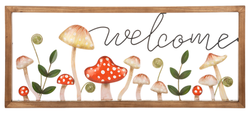 Welcome with Layered Mushroom Wall Decor by Ganz CG187051