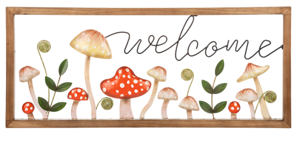 Welcome with Layered Mushroom Wall Decor by Ganz CG187051