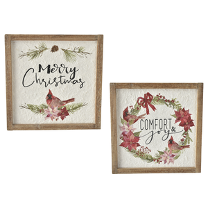 Comfort & Joy & Merry Christmas with Cardinal Wall Decor by Ganz CX175053