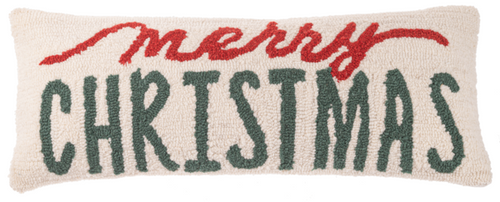 Punch Hook Merry Christmas Lumbar Pillow by Ganz CX186802