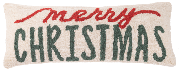 Punch Hook Merry Christmas Lumbar Pillow by Ganz CX186802