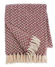 Load image into Gallery viewer, Red &amp; Natural Herringbone Stripe Woven Throw by Ganz CX187116