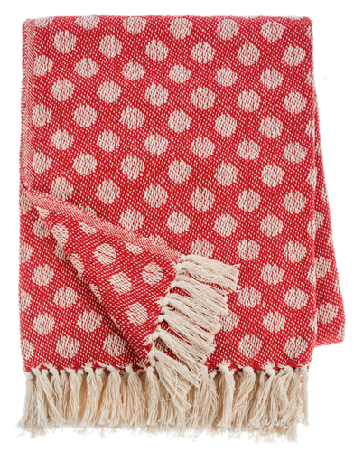 Red & Natural Polka Dot Woven Throw by Ganz CX195004