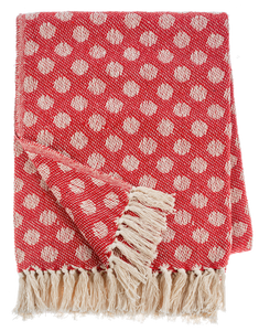 Red & Natural Polka Dot Woven Throw by Ganz CX195004