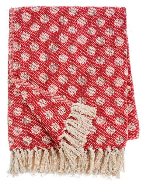 Red & Natural Polka Dot Woven Throw by Ganz CX195004