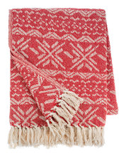 Load image into Gallery viewer, Red &amp; Natural Snowflake Woven Throw by Ganz CX195008