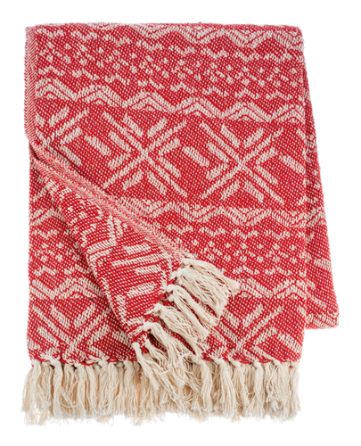 Red & Natural Snowflake Woven Throw by Ganz CX195008