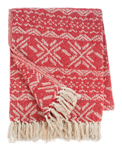Red & Natural Snowflake Woven Throw by Ganz CX195008
