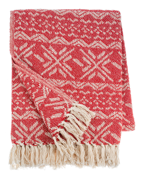 Red & Natural Snowflake Woven Throw by Ganz CX195008