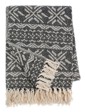 Load image into Gallery viewer, Black &amp; Natural Snowflake Woven Throw by Ganz CX195009