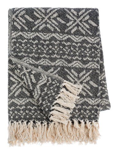 Black & Natural Snowflake Woven Throw by Ganz CX195009