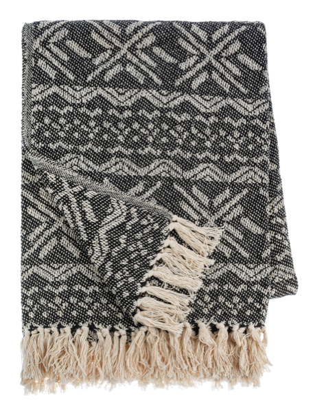 Black & Natural Snowflake Woven Throw by Ganz CX195009