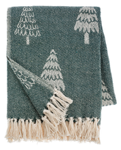 Load image into Gallery viewer, Green &amp; Natural Tree Pattern Woven Throw by Ganz CX195010
