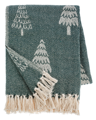 Green & Natural Tree Pattern Woven Throw by Ganz CX195010