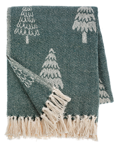 Green & Natural Tree Pattern Woven Throw by Ganz CX195010