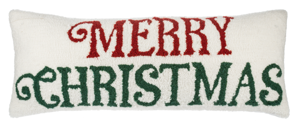 Punch Hook Merry Christmas Lumbar Pillow by Ganz CX196966