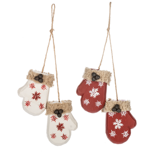 Red & White Carved Mitten Ornament by Ganz CX197660