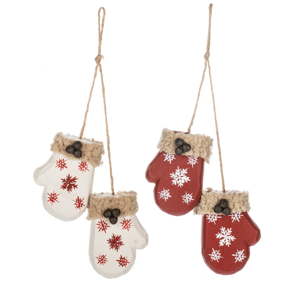 Red & White Carved Mitten Ornament by Ganz CX197660
