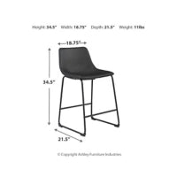 Centiar Counter Height Bucket Seat Bar Stool by Ashley Furniture D372-624 Black Discontinued