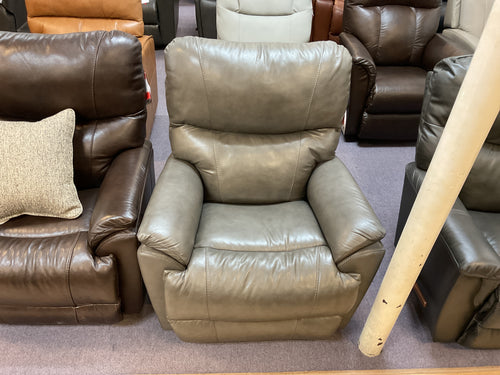 Trouper Leather Rocker Recliner by La-Z-Boy Furniture 10-724 LB172755 Grey