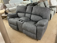 Sold--Rocking Loveseat w/Console by HomeStretch 204-23-62 C & S Omnipotent Grey