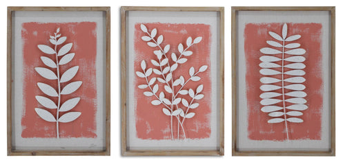 Framed Leaves Wood 3pc Wall Decor by Classy Art HB1466