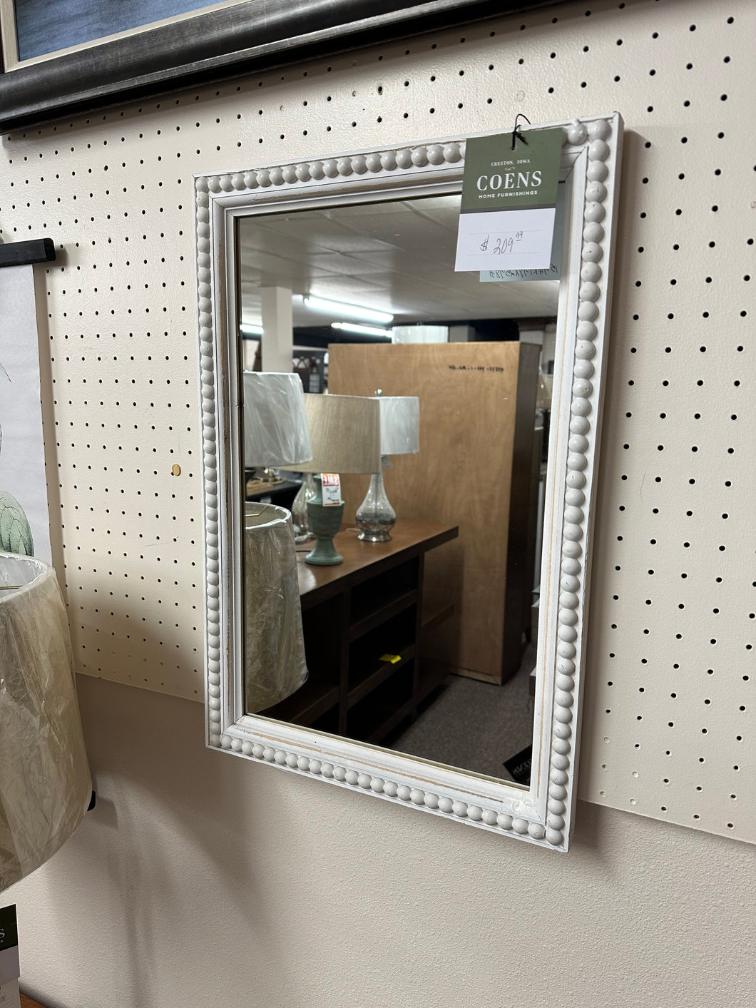 Whitewash Beaded Frame Wall Mirror by Ganz CB180146