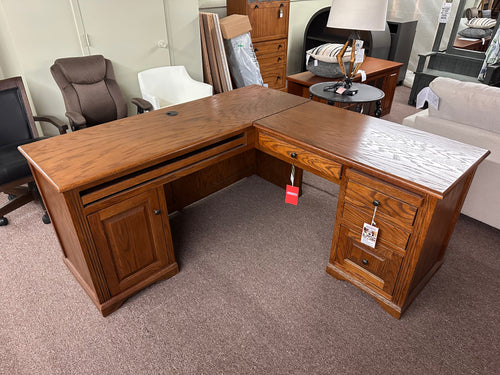 Oak Desk & Return by American Heartland 93100DK 93101DK Dark Oak