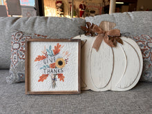 Load image into Gallery viewer, Distressed Pumpkin Wall Decor with Leaves &amp; Bow By Ganz CA182270