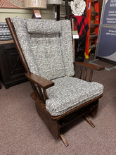 Load image into Gallery viewer, Smooth 4 Post Glider by D&amp;E Workshop 082, Br Maple Stain, Earthtone Fabric #C16-24 Arrow