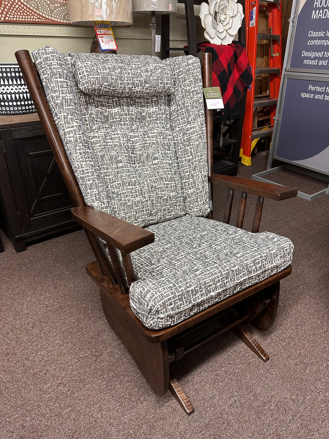 Smooth 4 Post Glider by D&E Workshop 082, Br Maple Stain, Earthtone Fabric #C16-24 Arrow