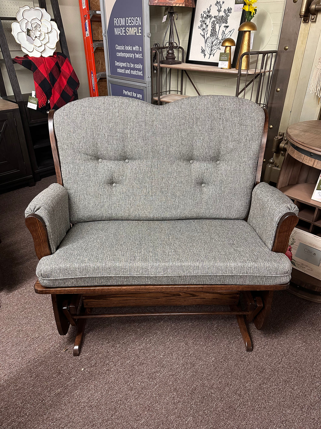 Glider Loveseat by D&E Workshop 271, Oak Stain, #48024 Earthtone R1-98 Grain