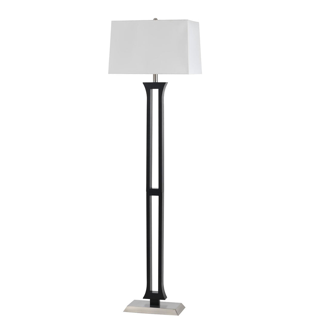 Metal Floor Lamp by Cal Lighting LA-8022FL-1-BS Brushed Steel/Espresso
