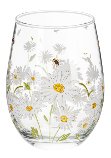 Daisy Stemless Wine Glasses (4pc ppk) by Ganz MG195454